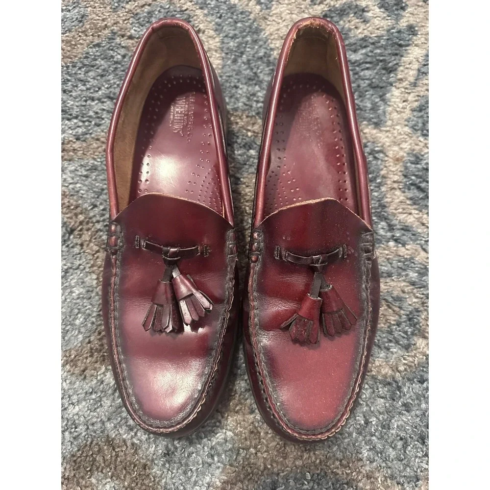 Bass Weejuns Tassel Loafers Burgundy Leather Dress Shoes Classic Style